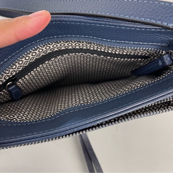 Brighton Interlok Blue Leather Crossbody Organizer Purse Silver Hardware Classic - Picture 8 of 14